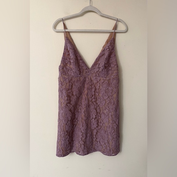 Free People Dangerous Love Lace Mini Dress, color Lilac Purple, size 6 - Picture 2 of 13